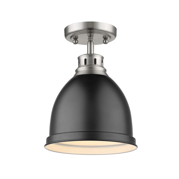 Duncan Pewter and Black Eight-Inch One-Light Flush Mount, image 1